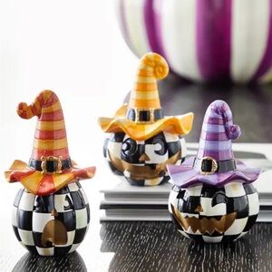New Mackenzie-Childs 3 Mini Jack O Lantern’s